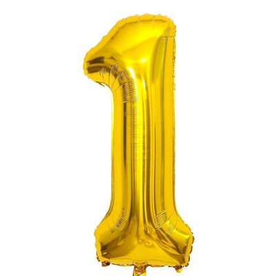 Globos números dorados N1 80cm 32" x1 unidad