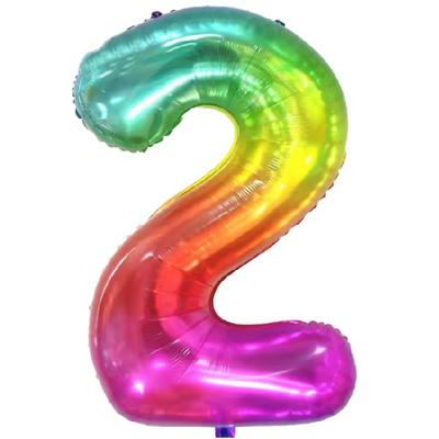 Globo número 2 degradé ESTRIDENTE 16" (40cm aprox) 
