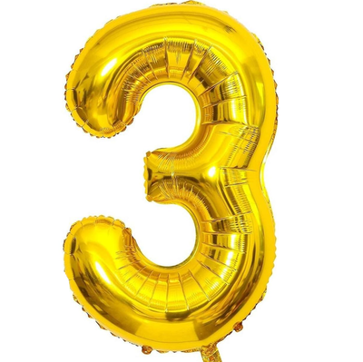Globos números dorados N3 80cm 32" x1 unidad