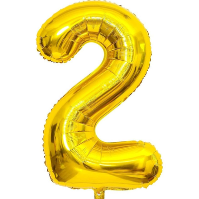 Globos números dorados N2 80cm 32" x1 unidad