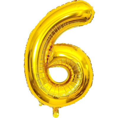 Globos números dorados N6 80cm 32" x1 unidad