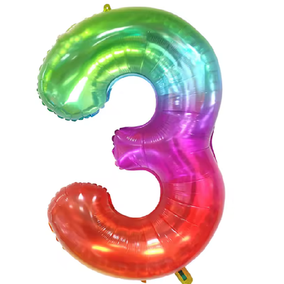 Globo número 3 degradé ESTRIDENTE 16" (40cm aprox) 