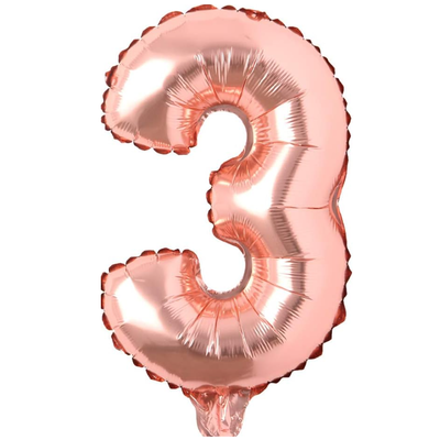Globo números gold rosé N3 16". 40cm