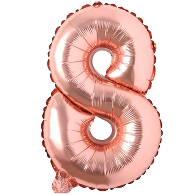Globo números gold rosé N8 16". 40cm