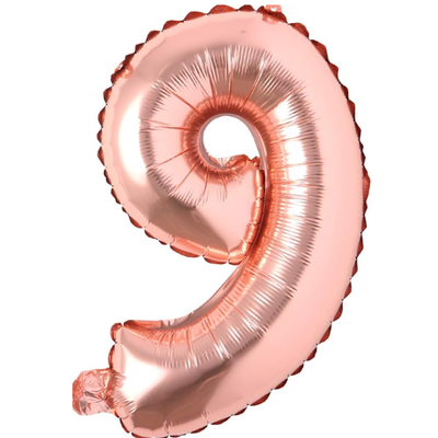 Globo números gold rosé N9 16". 40cm