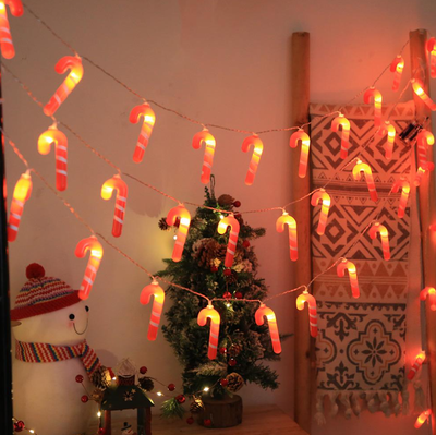Guirnalda bastón navideño LED BLANCO CÁLIDO 1,5mts 10 led 220v