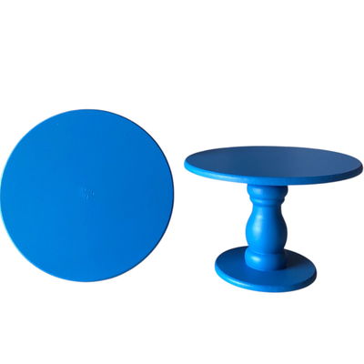 Base AZUL alzada pie de torta de madera Clásica 15cm de alto x 25cm de diámetro