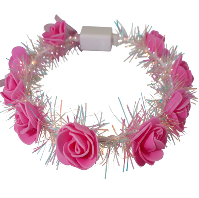 Corona de flores ROSA LED x1 unidad