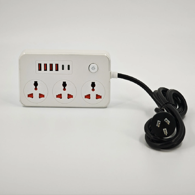 Zapatilla con 3 tomas 4 USB 2 TIPO C 3.4A en caja (CY-05)