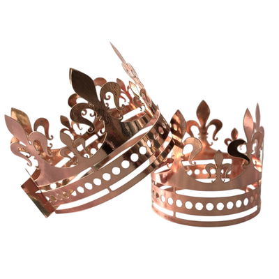 Corona de papel MINI ROSA GOLD flor de lis 13cm x12 unidades