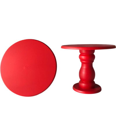 Base ROJA alzada pie de torta de madera Clásica 15cm de alto x 20cm de diámetro