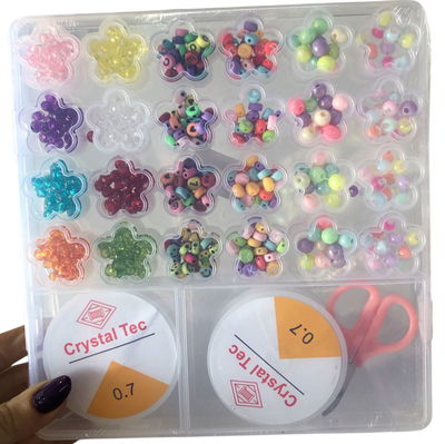 Set para armar pulseritas mostacillas FLORES con 2 tanzas incluídas (ZLE-JSP-19-01)