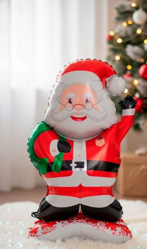 Globo papa noel saludando con base incluída 117x27cm