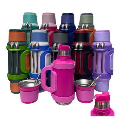 Kit 2 mates y termo 1000ml con 2 bombillas incluídas (LU-4317)