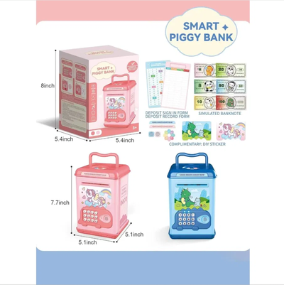 Alcancía infantil ROSA con contraseña y huella digital a pilas