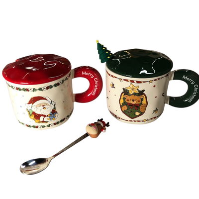 Taza de cerámica con tapa y cucharita NAVIDAD en caja (3AN2401)