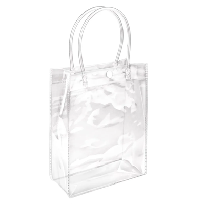 Bolsita transparente de PVC 15x20x7cm con manija y broche x1 unidad