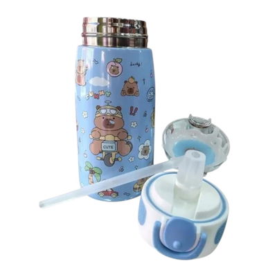 Botella CELESTE térmica infantil CAPIBARA 470ml de acero inoxidable con pico de silicona