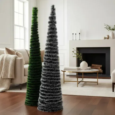 Árbol de navidad VERDE plegable telescópico 1,5mts espiral con base en caja