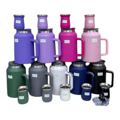 Kit galón 1900ml + mate de acero 160ml térmico LISO para tereré con sorbete (LU-4795)