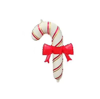 Globo bastón de caramelo con moño NUDE Y ROJO 68x40cm x1 unidad