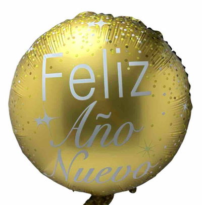 Globo redondo "Feliz Año Nuevo" DORADO 45cm