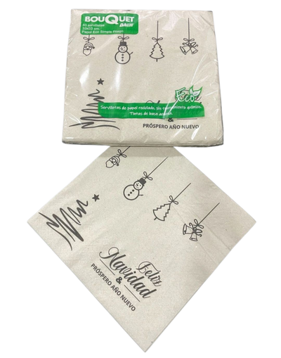 Servilleta de papel kraft navideña FELIZ NAVIDAD Y PRÓSPERO AÑO x40 unidades