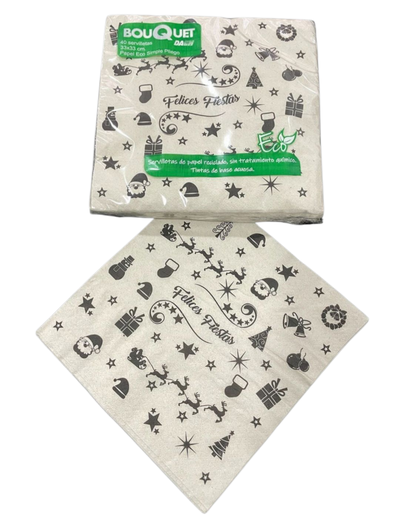 Servilleta de papel kraft navideña FELICES FIESTAS x40 unidades