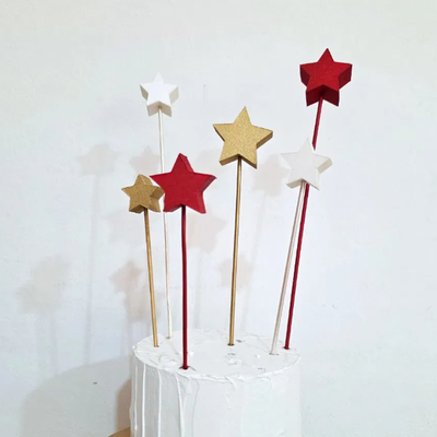 Kit topper de polifan ROJO, BLANCO Y DORADO estrellas navideña