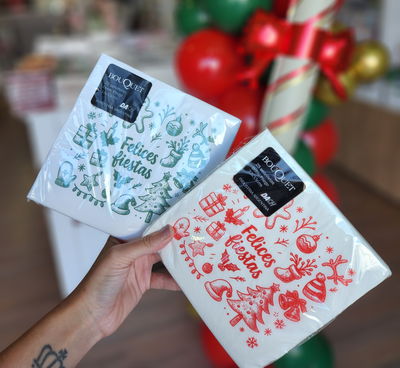 Servilleta navideña VERDE FELICES FIESTAS OBJETO x25 unidades