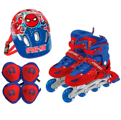 Patin roller SPIDERMAN incluye kit de protección casco y rodilleras (talle 30-33)