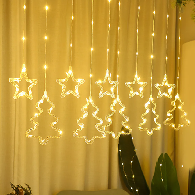 Cortina ÁRBOL Y ESTRELLAS 115 led 3mts de largo x 60cm de alto