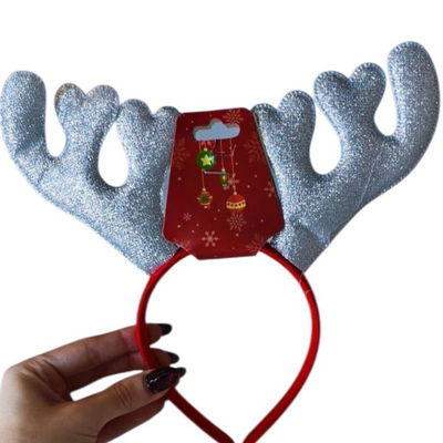 Vincha reno PLATEADA x1 unidad