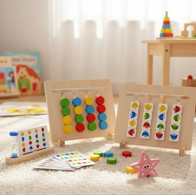 Juego didáctico de memoria PECES rompecabeza de madera incluye reloj de arena