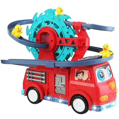 Camión bombero con patitos interactivo con luces y sonidos a pilas