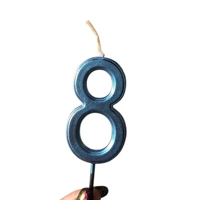 Vela número 8 AZUL METAL