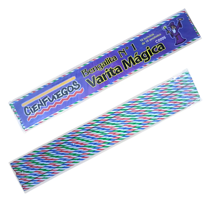 Varita mágica bengalita cambia de color x10 unidades