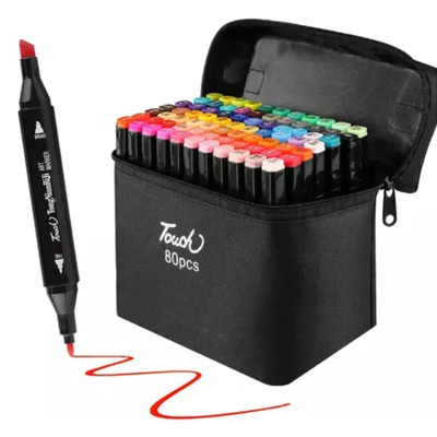 Fibras x80 unidades doble punta en estuche con cierre