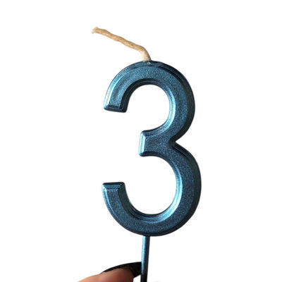 Vela número 3 AZUL METAL