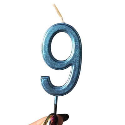 Vela número 9 AZUL METAL