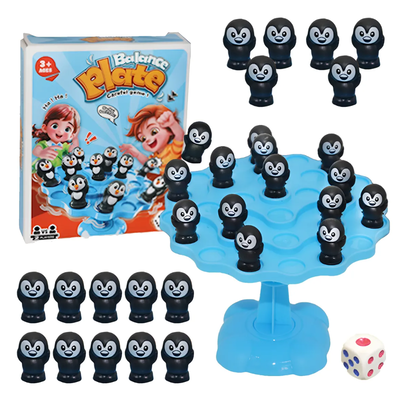 Juego de balance PINGUINOS de plástico con dado incluído