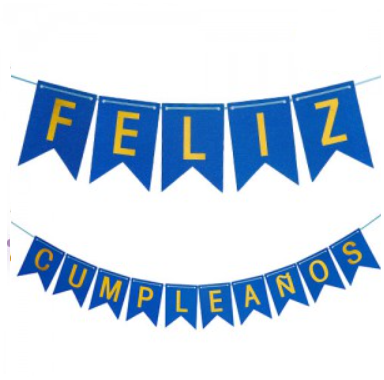 Banderín AZUL "Feliz cumpleaños" glitter 