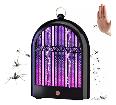 Lámpara con luz UV mata moscas mosquitos insectos recargable 2w con aro para colgar (2039)