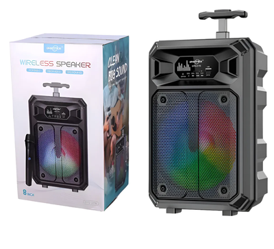 Parlante bluetooth 8" CARRITO/VALIJA con micrófono (GTS-2176)