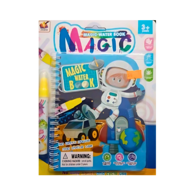 Libro WATER MAGIC CHICO celeste astronauta con boli mágico para colorear