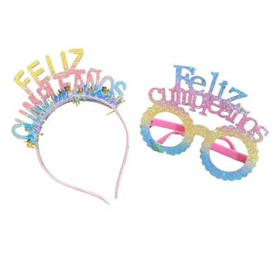 Set vincha y lentes feliz cumpleaños MULTICOLOR
