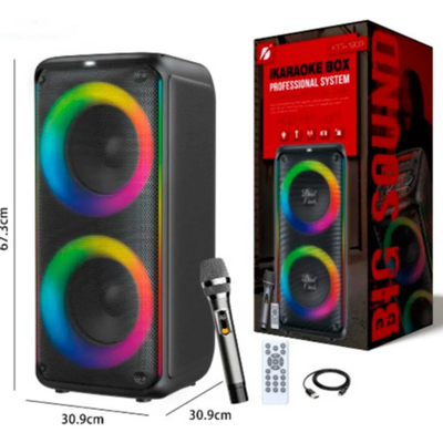 Parlante bluetooth 2 X 8" RGB con control y micrófono recargable (KTS-1909)