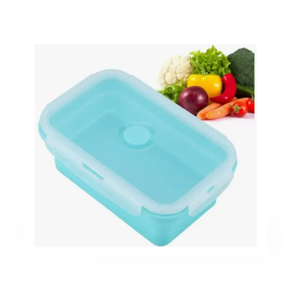 Tupper de silicona plegable RECTANGULAR con 4 trabas 16x6x10cm colores surtidos