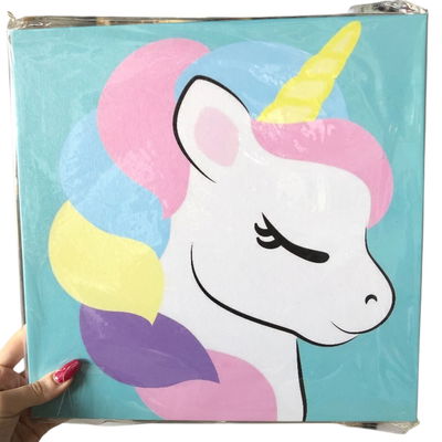 Kit pintura UNICORNIO con POMPONES GRANDE 3D 30x30cm