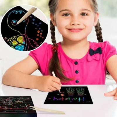 Papel mágico raspadita multicolor holográfico x100 unidades